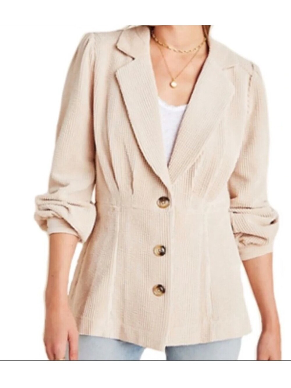 ANTHRO Current Air Sand Ribbed Courtney blazer Jacket SZ M